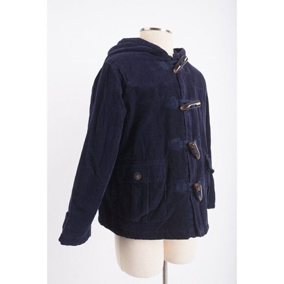 Gymboree Kids Toddler Toggle Coat 2T Corduroy Fleece lined Navy Blue Hooded - Picture 2 of 6